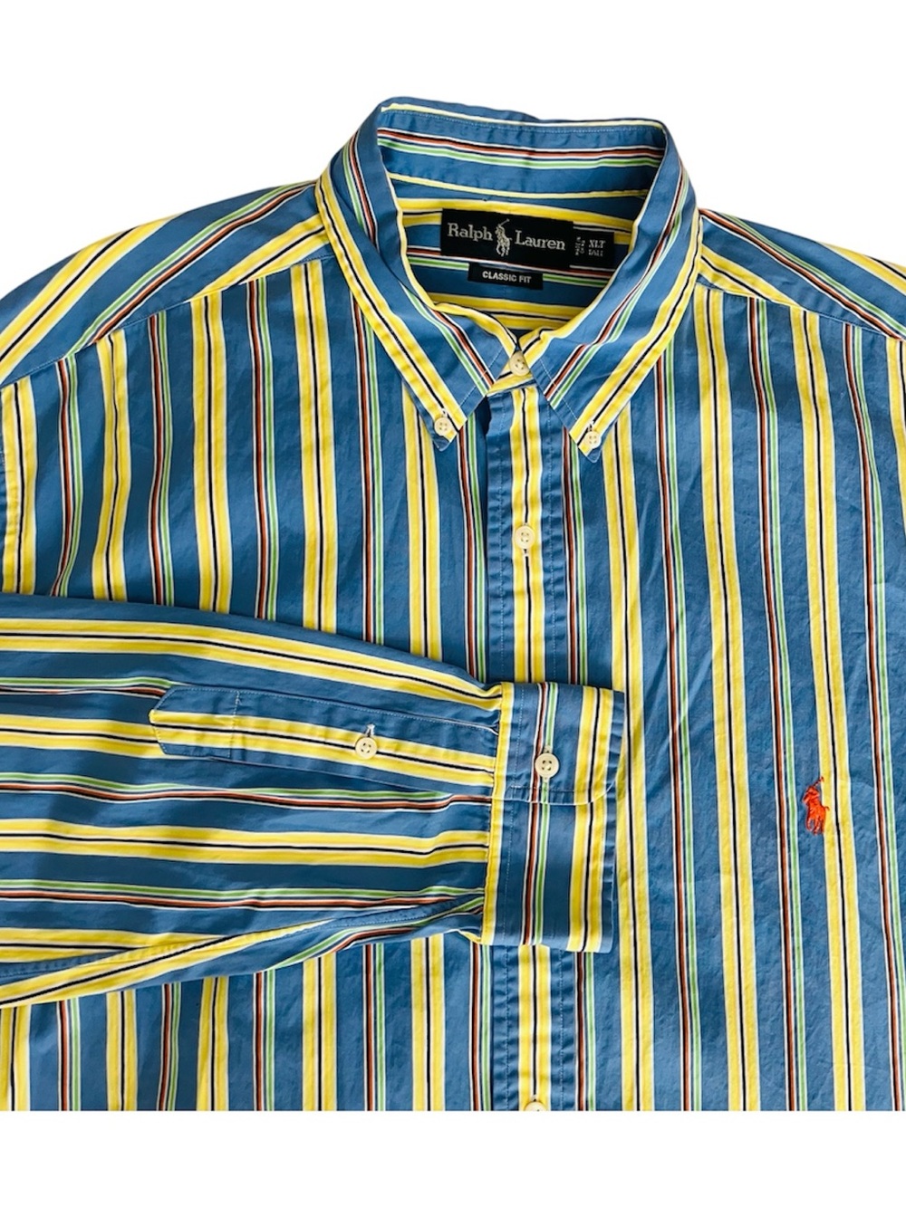Ralph Lauren Men’s XLT Tall Classic Fit Blue Multicolor Stripe Button Down Shirt